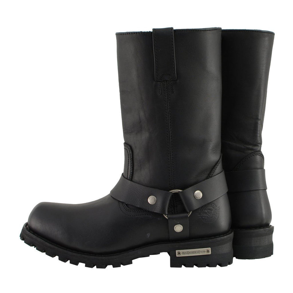 Milwaukee Leather MBM131W Mens Wide Width 11-Inch Classic Square Toe Black Harness Boots - Milwaukee Leather Mens Boots