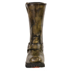 Milwaukee Leather MBM9005W Mens Wide Width Distressed Brown 11 Inch Classic Harness Square Toe Boots Width - Milwaukee Leather Mens Boots