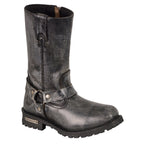Milwaukee Leather MBM9006 Mens Distressed Gray 11 Inch Classic Harness Square Toe Boot - Milwaukee Leather Mens Boots