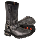 Milwaukee Leather MBM9006 Mens Distressed Gray 11 Inch Classic Harness Square Toe Boot - Milwaukee Leather Mens Boots