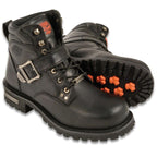 Milwaukee Leather MBM9010W Mens Wide Width Black Lace-Up 6-inch Engineer Boots with Side Buckle - Milwaukee Leather Mens Boots