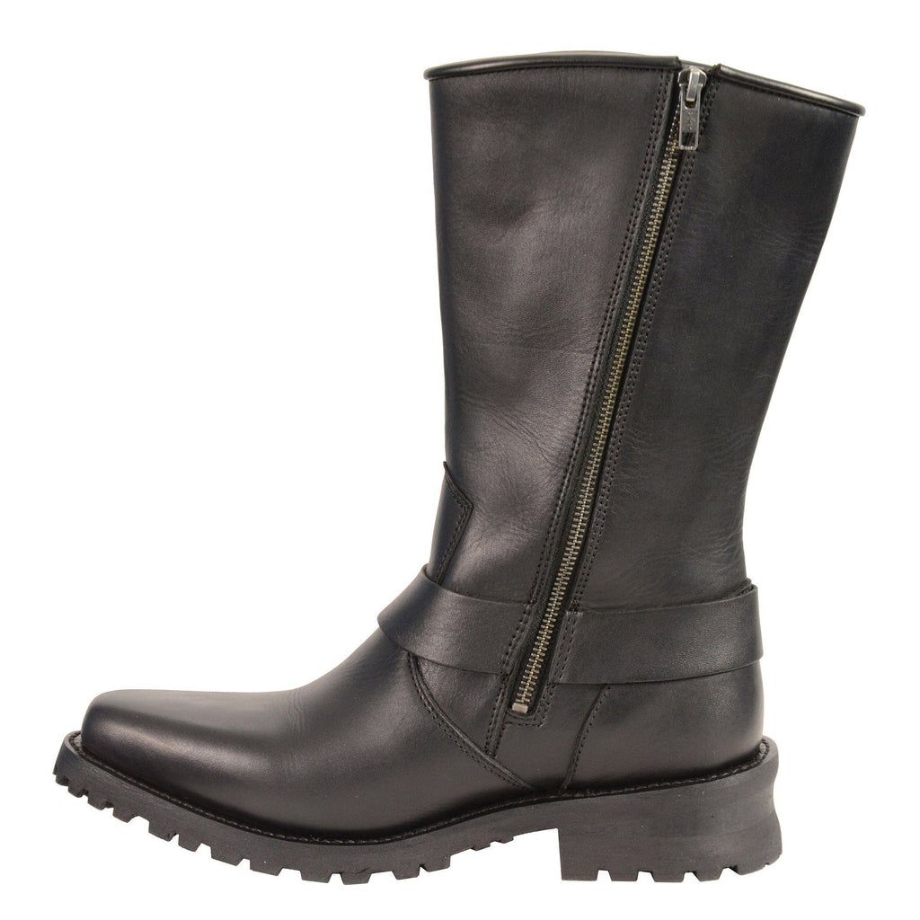 Milwaukee Leather MBM9025 Mens Black Harness Boot with Braid and Riveted Details - Milwaukee Leather Mens Boots