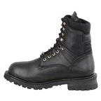 Milwaukee Leather MBM9036WP Mens Wide Width Black 7 inch Lace to Toe Waterproof Leather Boots - Milwaukee Leather Mens Boots