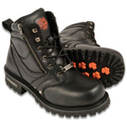 Milwaukee Leather MBM9050W Men's Wide Width Black 6 inch Lace-Up Boots with Zipper Closure