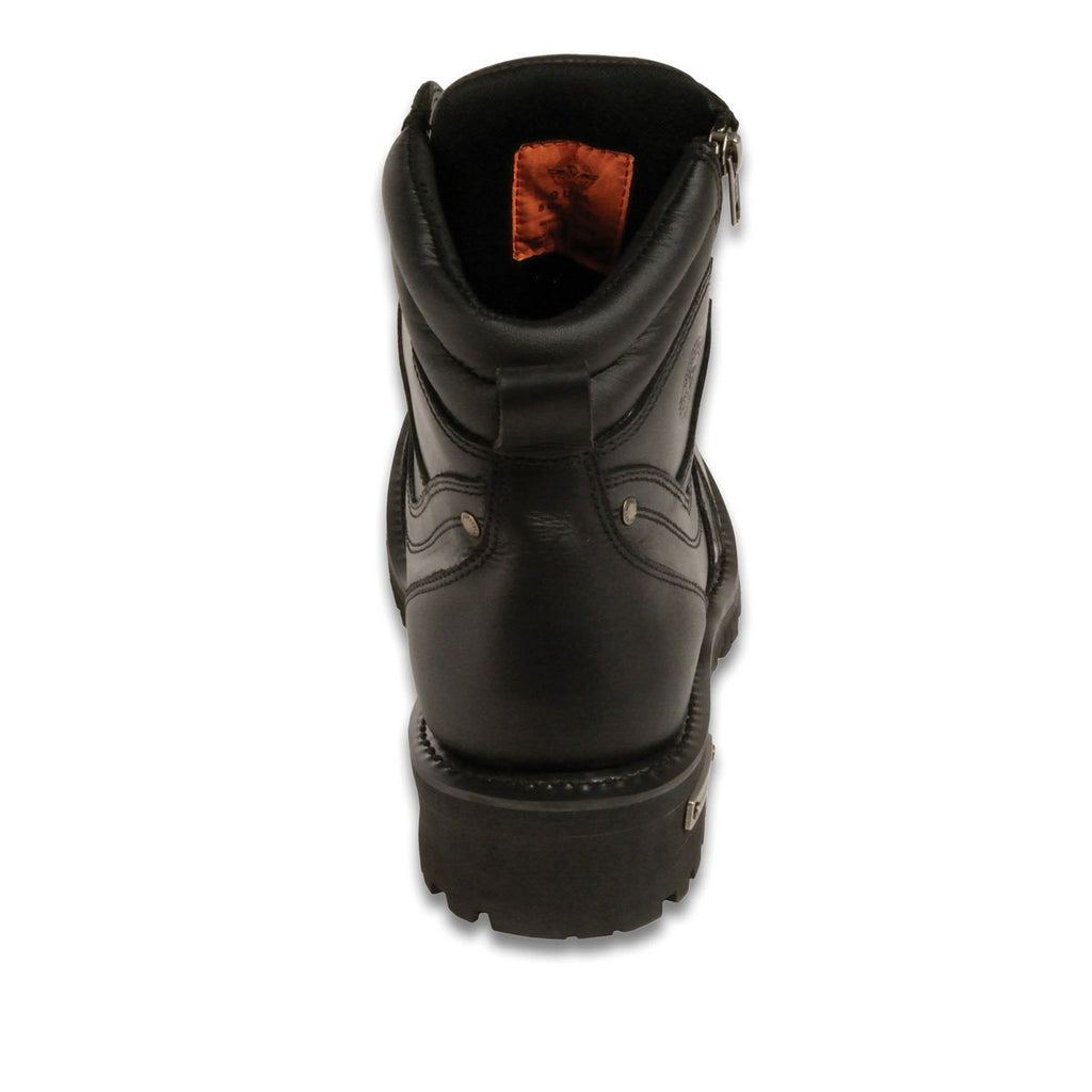 Milwaukee Leather MBM9050 Mens Wide Width Black 6 inch Lace-Up Boots with Zipper Closure - Milwaukee Leather Mens Boots