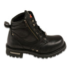 Milwaukee Leather MBM9050 Mens Wide Width Black 6 inch Lace-Up Boots with Zipper Closure - Milwaukee Leather Mens Boots
