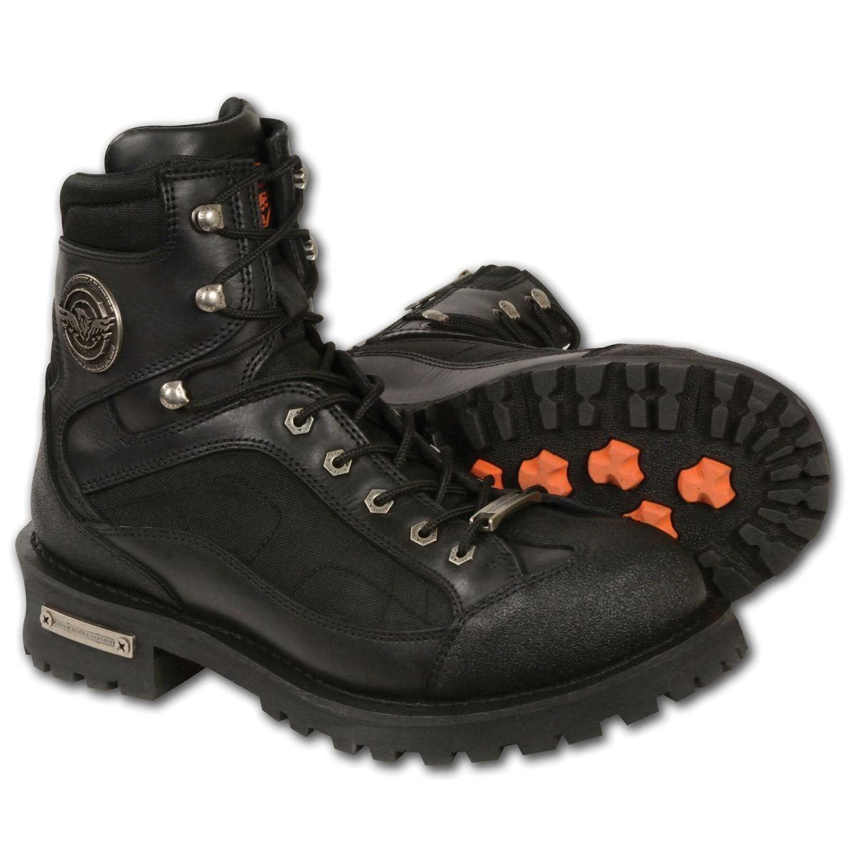 Milwaukee Leather MBM9080 Mens Black 6 Inch Lace to Toe Boots with Gear Shift Protection - Milwaukee Leather Mens Boots