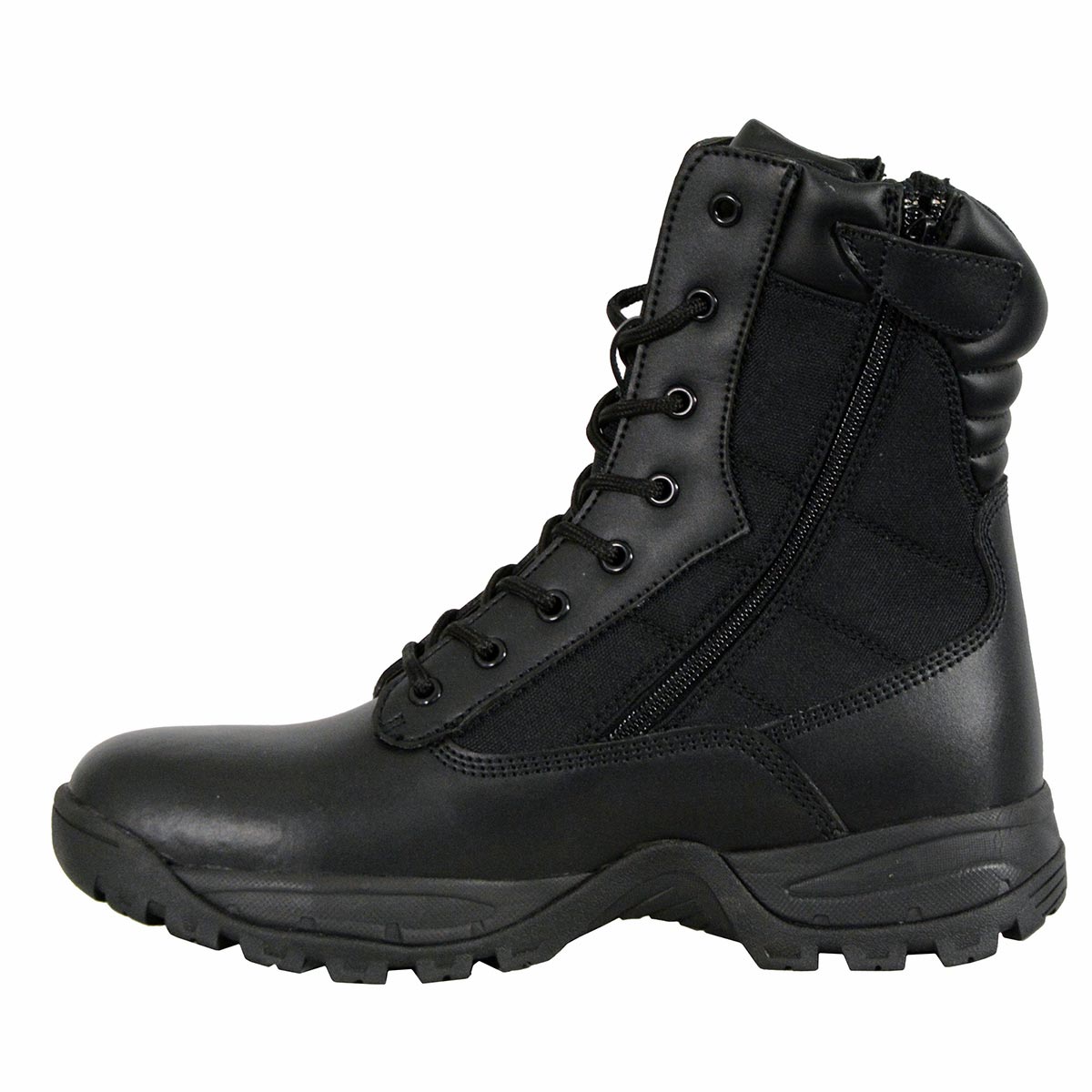 Milwaukee Leather Men's 9-Inch Black Leather Lace-Up Tactical Motorcycle Boots w/ Side Zipper MBM9110