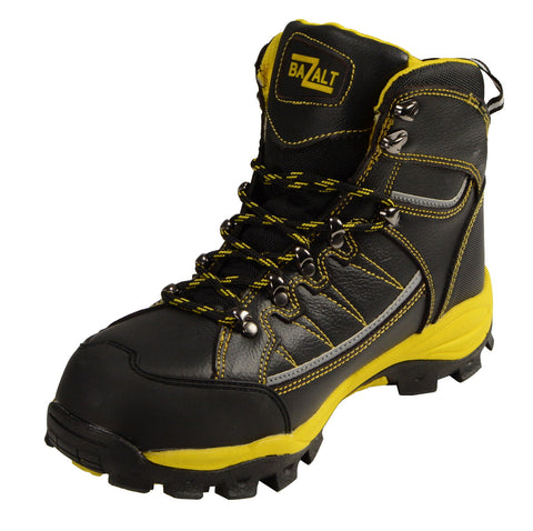 Bazalt MBM9122 Men's Black with Yellow Water and Frost Proof Leather Outdoor Lace-Up Boots