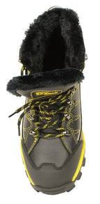 Bazalt MBM9124 Men's Faux Fur Lined Black with Yellow Water and Frost Proof Leather Outdoor Boots