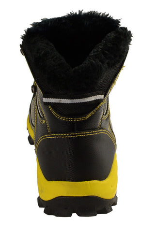 Bazalt MBM9125ST Men's Faux Fur Lined Black with Yellow Water and Frost Proof Boots with Composite-Toe