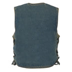Milwaukee Leather MDK3900 Kids Classic Blue Denim Side Lace Three Snap Vest - Milwaukee Performance Kids Denim Vests