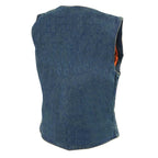 Milwaukee Leather MDL4000 Women's Blue Plain Side 4 Snap Front Denim Vest