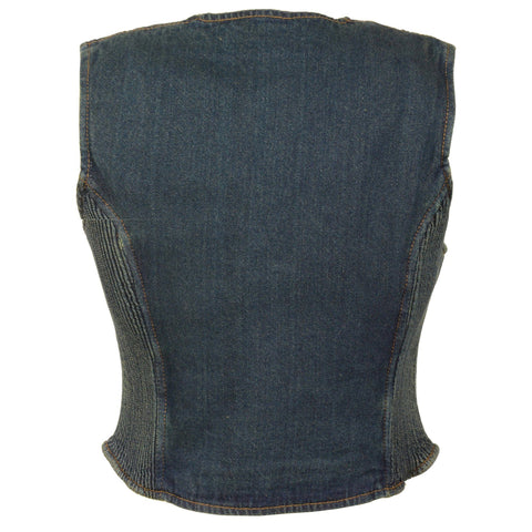 Milwaukee Performance MDL4010 Ladies Blue Zipper Front Denim Vest with Side Stretch - Milwaukee Performance Womens Denim Vests