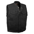 Milwaukee Performance MDM3000 Men's Black Concealed Snap Denim Club Vest with Hidden Zipper - Milwaukee Performance Mens Denim Vests