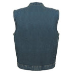 Milwaukee Performance MDM3000 Men's Blue Concealed Snap Denim Club Vest with Hidden Zipper - Milwaukee Performance Mens Denim Vests