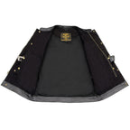 Milwaukee Leather MDM3010 Men's Black Denim Club Style Biker Vest with Leather Trim and Hidden Zipper