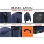 Milwaukee Performance MDM3020 Men's Black Denim 3 in 1 Club Style Vest with Removable Hoodie - Milwaukee Performance Mens Denim Vests