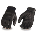Milwaukee Leather MG7503 Men's 'Touch Screen Fingers' Black Leather and Mesh Racing Gloves - Milwaukee Leather Mens Leather Gloves