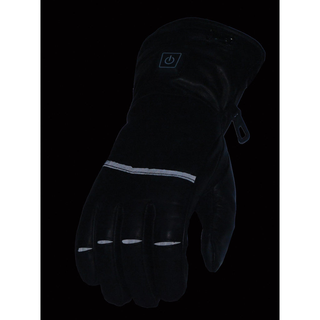 Milwaukee Leather MG7713SET Women's Black 'Heated' Leather Waterproof Gauntlet Gloves with i-Touch (Battery Pack Included) - Milwaukee Leather Womens Heated Leather Gloves