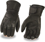 Milwaukee Leather MG7534 Men's Black Deerskin Gauntlet Motorcycle Gloves w/ Wrist Strap & Cinch Closure
