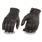Milwaukee Leather MG7535 Men's Black Leather with Gel Palm Motorcycle Hand Gloves w/ Flex Knuckles