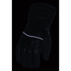 Milwaukee Leather MG7551 Men's 'Touch Screen Fingers' Waterproof Black Leather Gauntlet Gloves with Flex Knuckles and Reflective Trim - Milwaukee Leather Mens Leather Gloves