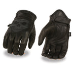 Milwaukee Leather MG7570 Mens Reflective Skull Premium Leather Short Wrist Gel Palm Driving Gloves - Milwaukee Leather Mens Leather Gloves