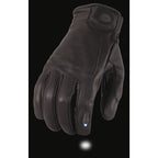 Milwaukee Leather MG7599 Men's Black Leather Motorcycle Gloves w/ i-Touch Screen and Led Finger Light