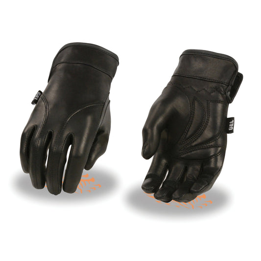 Milwaukee Leather MG7700 Ladies Black Lightweight Leather Gloves with Gel Palm - Milwaukee Leather Womens Leather Gloves