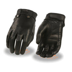 Milwaukee Leather MG7710 Ladies Black Perforated Leather Driving Gloves with Gel Palm - Milwaukee Leather Womens Leather Gloves