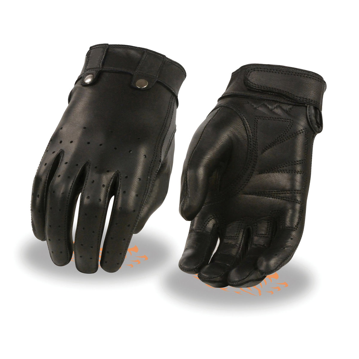 Milwaukee Leather MG7710 Ladies Black Perforated Leather Driving Gloves with Gel Palm