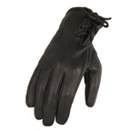 Milwaukee Leather MG7745 Women's Black Deerskin Laced Wrist Motorcycle Gloves w/ Gel Palm and i-Touch Screen