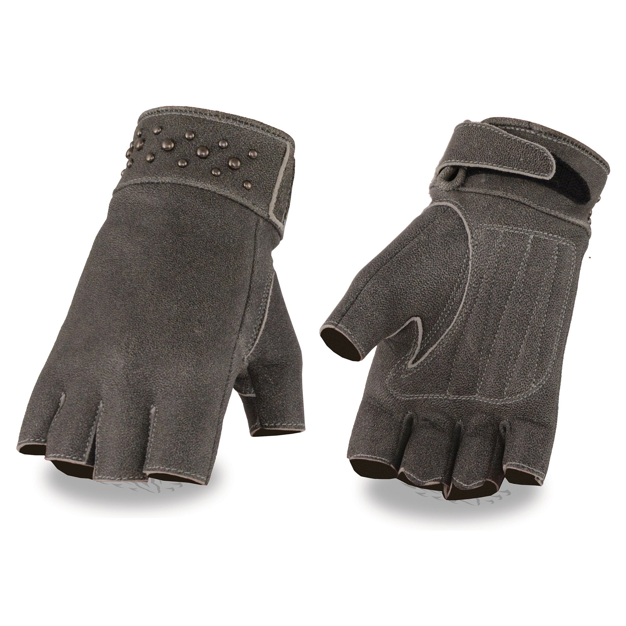 Men's Fingerless Leather Gloves with Gel Palm