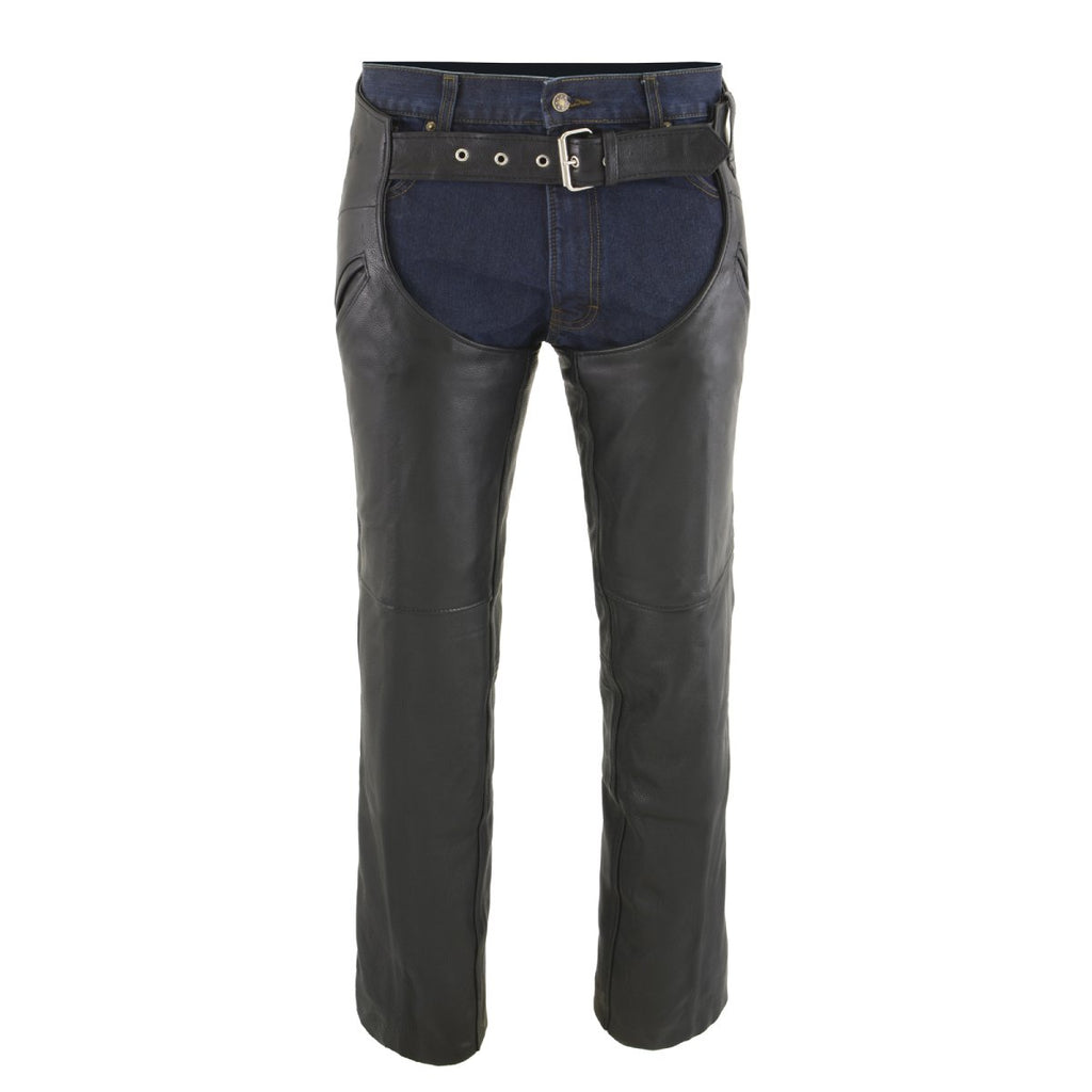 Milwaukee Leather ML1103 Men's Black Leather Chaps with Slash Pocket and Thermal Liner - Milwaukee Leather Mens Leather Chaps