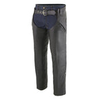 Milwaukee Leather ML1103 Men's Black Leather Chaps with Slash Pocket and Thermal Liner - Milwaukee Leather Mens Leather Chaps