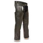 Milwaukee Leather ML1129 Men's Black Leather Vented Chaps with Stretch Thighs - Milwaukee Leather Mens Leather Chaps