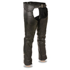 Milwaukee Leather ML1135 Men's Black Braided Leather Motorcycle Chaps - Milwaukee Leather Mens Leather Chaps