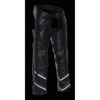 Milwaukee Leather ML1144 Men's Black Leather Vented Chaps with Reflective Piping - Milwaukee Leather Mens Leather Chaps