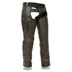 Milwaukee Leather ML1179 Ladies Black Leather Chaps with Wing Embroidery - Milwaukee Leather Womens Leather Chaps