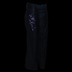 Milwaukee Leather Chaps for Women Black and Purple Low-Rise Waist- Double Buckle Reflective Embroidery Motorcycle Chap- ML1187