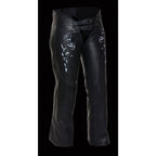 Milwaukee Leather ML1187 Ladies Black Leather Chaps with Reflective Tribal Embroidery - Milwaukee Leather Womens Leather Chaps