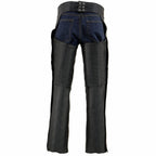 Milwaukee Leather Men's Black Premium Leather Motorcycle Rider Chaps w/ Thigh Pocket and Mesh Liner-ML1190