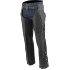 Milwaukee Leather Men's Black Premium Leather Motorcycle Rider Chaps w/ Thigh Pocket and Mesh Liner-ML1190