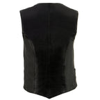 Milwaukee Leather ML1253 Women's Black Premium Leather Motorcycle Rider Vest w/ Snap Button Closure