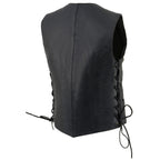 Milwaukee Leather ML1254 Women's Black Premium Leather Side Lace Motorcycle Rider Vest w/ Milwaukee Leather Logo Snaps Closure