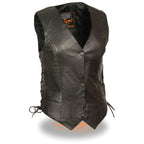 Milwaukee Leather ML1254 Ladies Classic Black Side Lace Leather Vest - Milwaukee Leather Womens Leather Vests