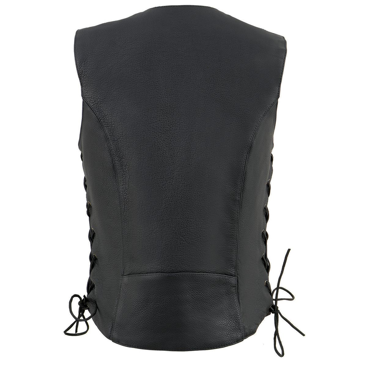 Milwaukee Leather ML1296 Women's Black Leather Side Laced Motorcycle Vest w/ Reflective Tribal