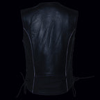 Milwaukee Leather ML1296 Women's Black/Purple Leather Side Laced Motorcycle Vest w/ Reflective Tribal