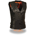 Milwaukee Leather ML1296 Women's Black Leather Vest with Reflective Tribal Design - Milwaukee Leather Womens Leather Vests